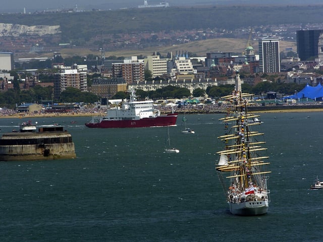 International Fleet Review, Trafalgar 200 celebrations photographed from the air in 28th June 2005HMS Endurance. Picture Paul Jacobs  053052-7