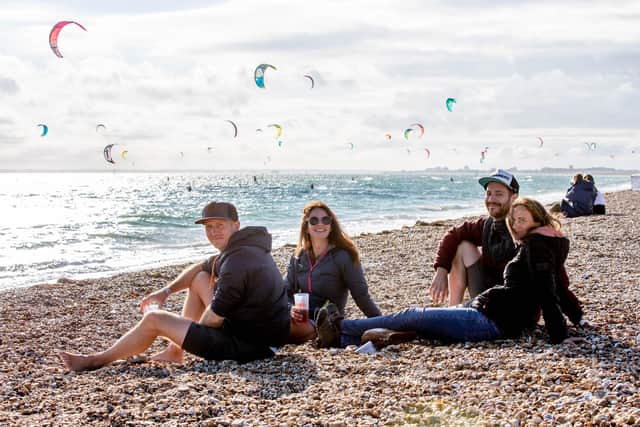 Kitesurfing Armada Festival at Hayling Island.
Pictured: Neil Andrews, Toni Ashmore, Mark Andrew and Ruth Bardsley
Picture: Habibur Rahman