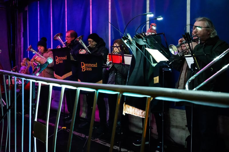 Denmead Brass entertain the crowds at the Wickham Christmas lights switch on