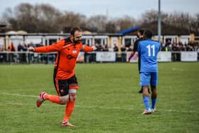 Brett Pitman celebrates scoring his 30th league goal of the season, against Christchurch. Picture by Daniel Haswell