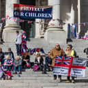 Peaceful protesters in Guildhall Square on Saturday morning