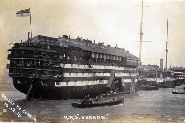 The ships that comprised HMS Vernon in 1915. Picture: Cozen/Robert James postcard collection.
