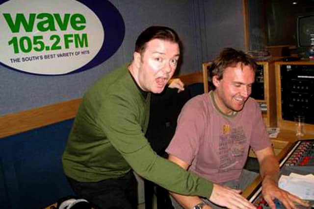 Ricky Gervaise with Rick Jackson at Wave 105.