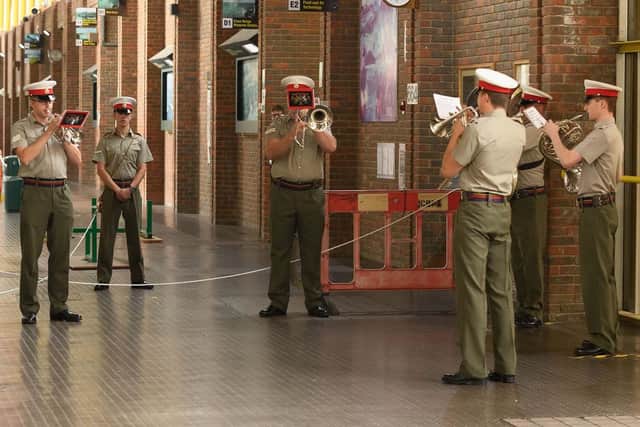 Members of HM Royal Marines Collingwood attended the service.
