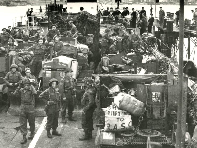 Soldiers embarking for D-Day from Gosport's waterfront.