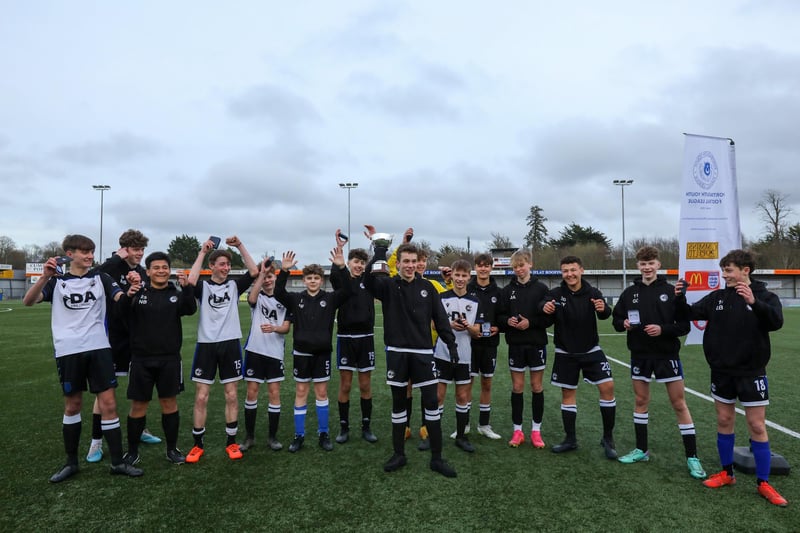 Captain Daniel Andrews (holding cup) celebrates with his Fleur de Lys Victory team. Picture: Chris Moorhouse