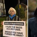 Suella Braverman has refused to apologise to a Holocaust survivor, Joan Salter, 83, who said the home secretary's description of migrants as an 'invasion' was akin to language the Nazis used to justify murdering her family. Picture: Free From Torture/PA.