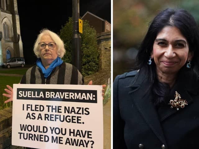 Suella Braverman has refused to apologise to a Holocaust survivor, Joan Salter, 83, who said the home secretary's description of migrants as an 'invasion' was akin to language the Nazis used to justify murdering her family. Picture: Free From Torture/PA.
