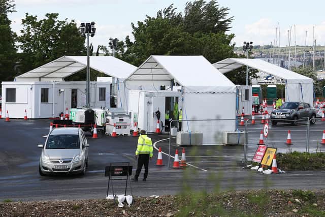 General views of The Portsmouth Covid-19 testing center at Tipner West, off the M275, in Portsmouth. Picture: Naomi Baker/Getty Images