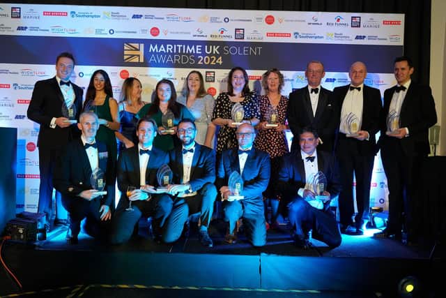 Winners celebrate at last year’s Maritime Solent Awards.