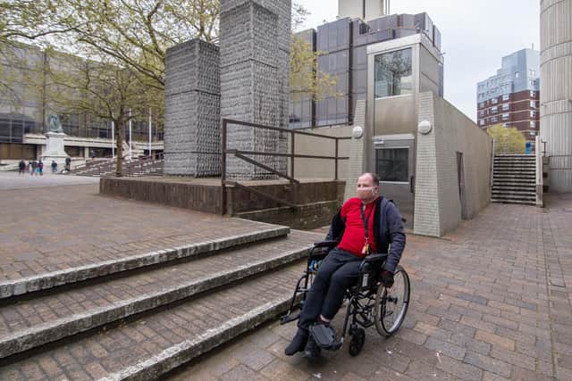 Steven Kingett in the Guildhall Square lift, Portsmouth on 28 April 2021
Picture: Habibur Rahman