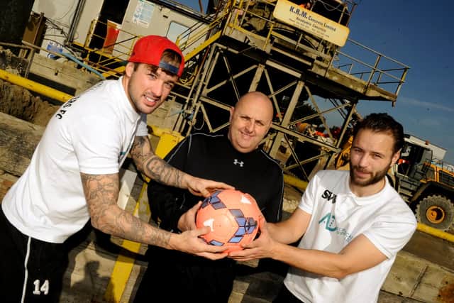 Flashback - Louis Bell pictured in March 2015 during his time at Baffins Milton Rovers with players Chaz Gardner (left) and Sam Willett . Picture: Malcolm Wells