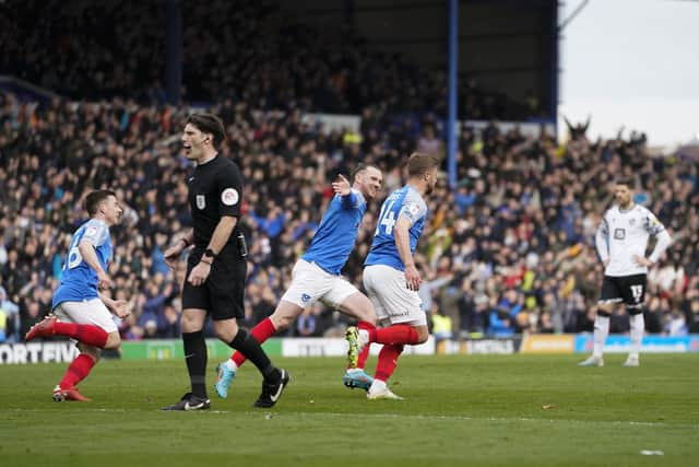 Michael Jacobs celebrates his goal today.