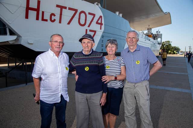 Ken Smith with his sons, Tom Smith and David Smith and his daughter-in-law, Elaine Smith at LCT 7074 at D-Day Story, Southsea
Picture: Habibur Rahman