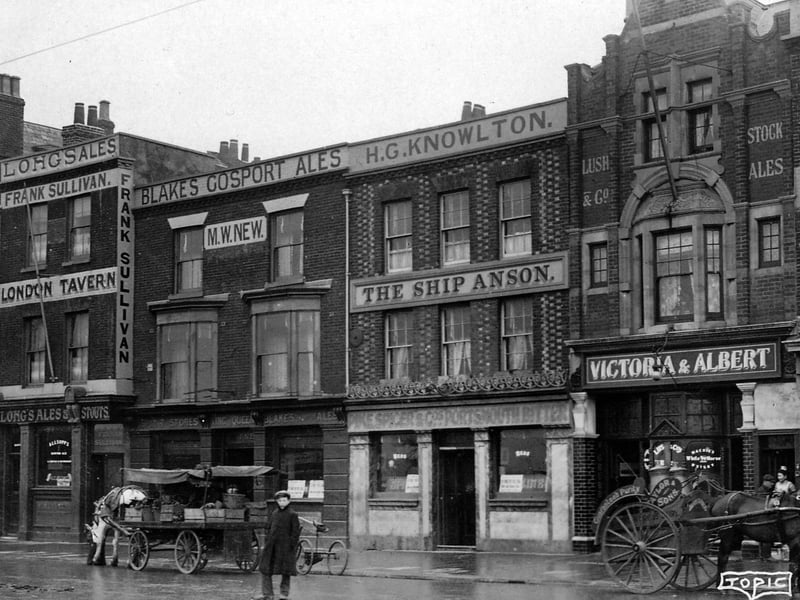 Five pubs in a row on The Hard circa 1910. Picture: Robert James collection.