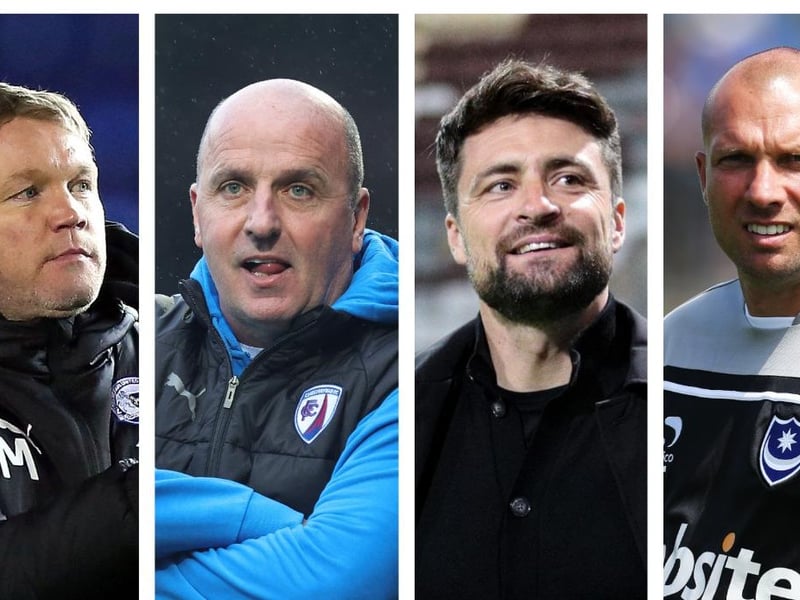 Pompey boss contenders, from left, Grant McCann, Paul Cook, Russell Martin, Ian Foster and Liam Manning.