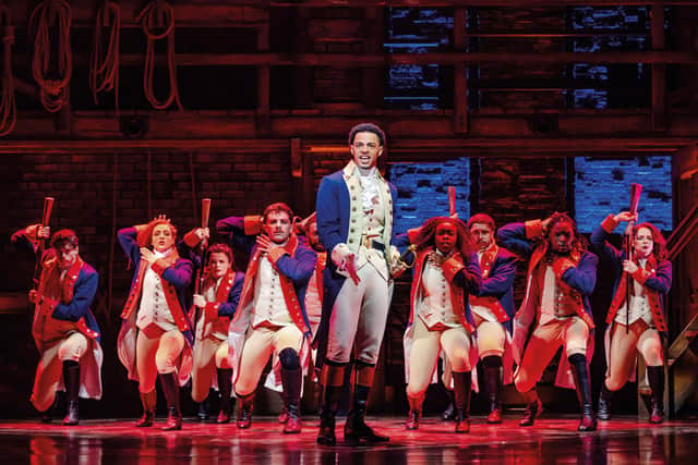 Marley Fenton as Alexander Hamilton and Company. Photo by Danny Kaan