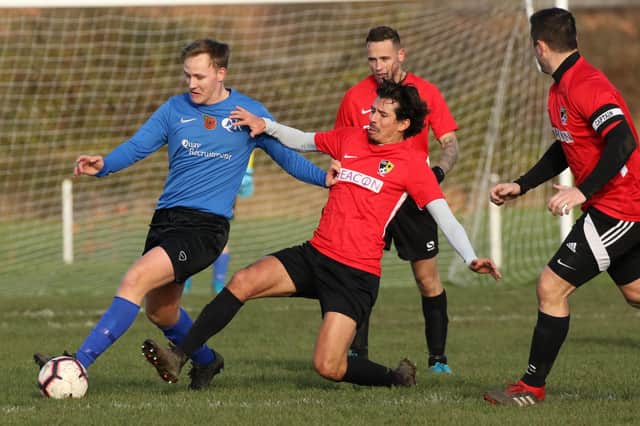 Fratton Trades (red) are aiming to run a fourth club in the City of Portsmouth Sunday League in 2021/22. Pic: Kevin Shipp.
