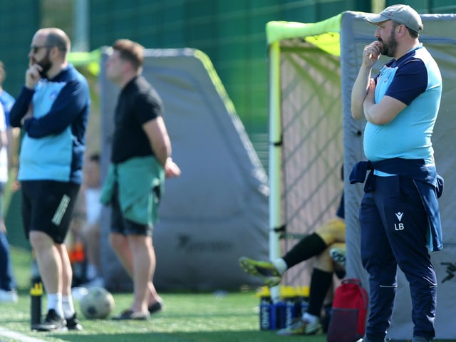Clanfield manager Lee Blakely, right. Picture: Chris Moorhouse