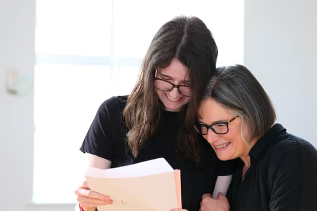 Matilda Barker is congratulated on her 3 A*s by her mother, Claire. She is going to read English at Newnham College, Cambridge. A-level results, Portsmouth High School, Southsea
Picture: Chris Moorhouse (jpns 180822-06)