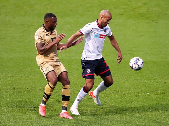 Another veteran on the list, Alex Baptiste has enjoyed a long career at clubs such as Blackpool, Middlesbrough and the Trotters. Despite his advancing years, the 35-year-old has made seven appearances in the league this season and scored against MK Dons in August. (Photo by Lewis Storey/Getty Images)