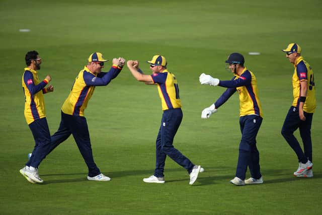 Essex celebrate the dismissal of Hampshire opener George Munsey. Photo by Warren Little/Getty Images.