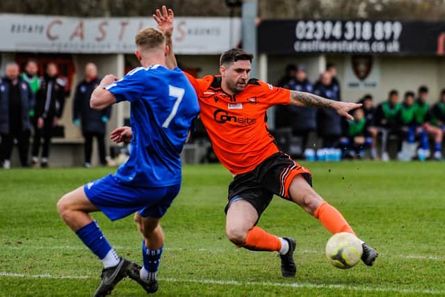 AFC Portchester (orange) v Portland. Picture by Daniel Haswell