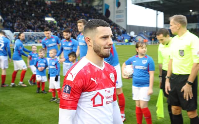Conor Chaplin before Barnsley's FA Cup game against Pompey at Fratton Park in January 2020