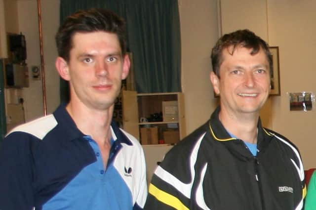 Dave Woodacre, left, and Richard Billings both won three games as Soberton A beat Emsworth Eagles in the Portsmouth Table Tennis League