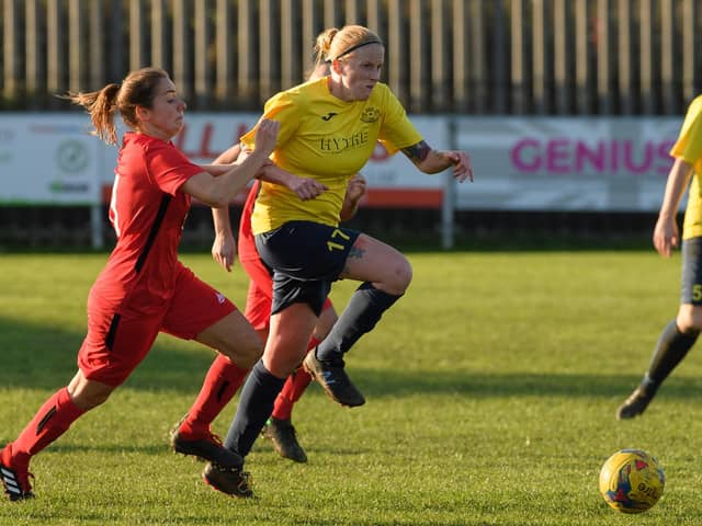 Katie Shorter grabbed a late leveller for Moneyfields against AFC Bournemouth last night. Picture: Keith Woodland