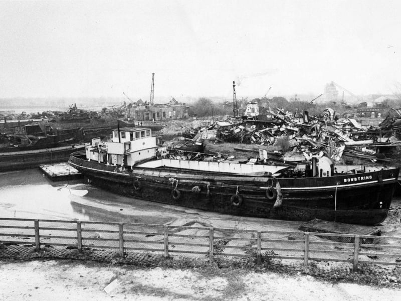A classic image of Pound's scrapyard at Tipner, Portsmouth, in December December 1984