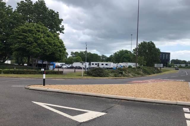 Film crews spotted at the Lakeside North Harbour car park in Cosham on May 12, 2022