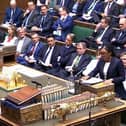 Alan Mak MP (fourth left) watches from the Opposition Front Bench as Conservative leader Kemi Badenoch responds to the Labour Government's EU deal