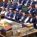 Alan Mak MP (fourth left) watches from the Opposition Front Bench as Conservative leader Kemi Badenoch responds to the Labour Government's EU deal
