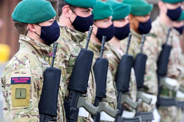 Royal Marines from Charlie Company of Taunton-based 40 Commando rehearsing at HMS Collingwood. Photo: LPhot Rory Arnold