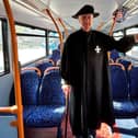 Brother John Green on a Stagecoach bus