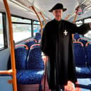 Brother John Green on a Stagecoach bus
