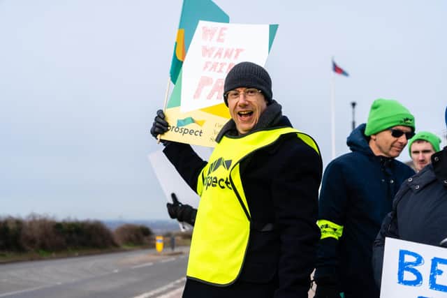 Prospect members at DSTL on Portsdown Hill go on strike. Picture: Matthew Clark