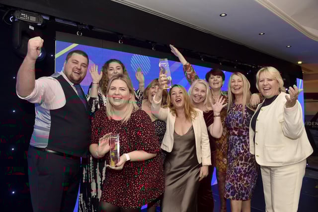 Smart Training & Recruitment and the Minstead Trust celebrate their wins. Picture: Sarah Standing (241024-4143)