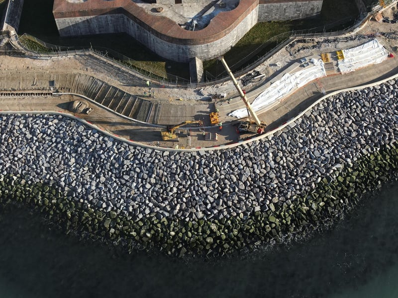 The work is progressing in front of Southsea Castle