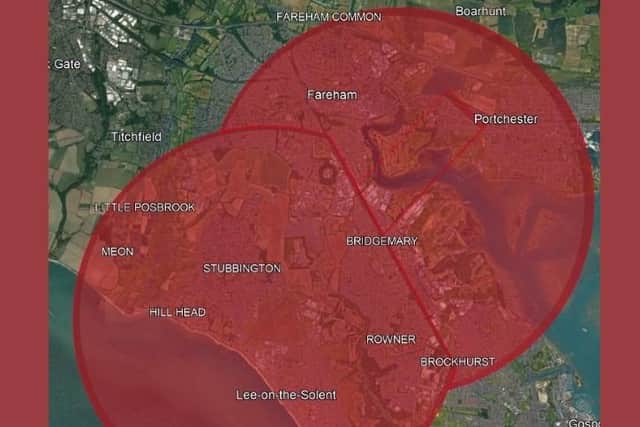 Solent Airport image of restriction zone when flying drones. Pic: Solent Airport Daedalus