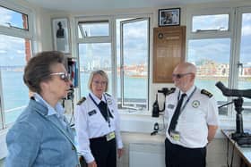 The Princess meets Caroline Hildrew and Nick Carter, watchkeeper and a former submariner Credit Bev Livermore