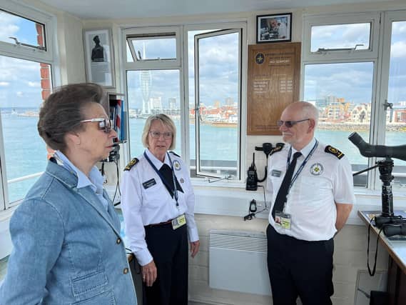 The Princess meets Caroline Hildrew and Nick Carter, watchkeeper and a former submariner Credit Bev Livermore
