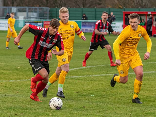 Josh Benfield struck twice in the thrilling win against Baffins Milton Rovers last night. Picture: Vernon Nash