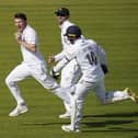 Hampshire's Liam Dawson, left, took two of the four Kent wickets to fall on an engrossing final day at Canterbury: Picture: Andrew Matthews/PA Wire.