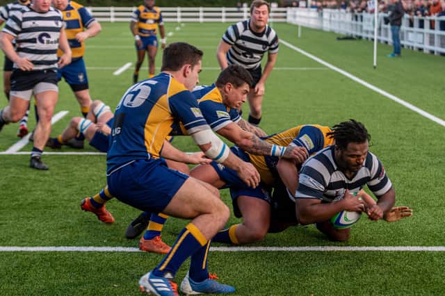 Jerome Trail was a double try scorer in Havant's win at Sutton & Epsom. Picture: Vernon Nash (040120-049)