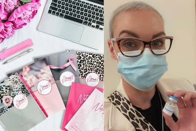 Kelly Wilkinson is going through treatment for triple positive breast cancer and she has also set up 'My Pink Planner' to help others going through cancer treatments stay organised. 
Photo credit: Kelly Wilkinson