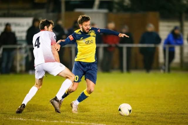 Dec Seiden in action for Moneyfields during Tuesday's shock 2-0 home loss to Hamble Club. Picture: Dave Bodymore.