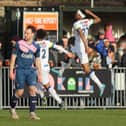Manny Duku celebrates after scoring Hawks' winner at Dulwich - their only away NL South victory since mid-December.
Picture: Dave Haines