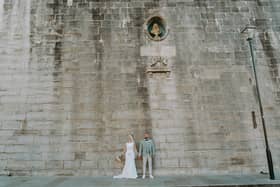 Kelly and Paul Smith outside the Square Tower.